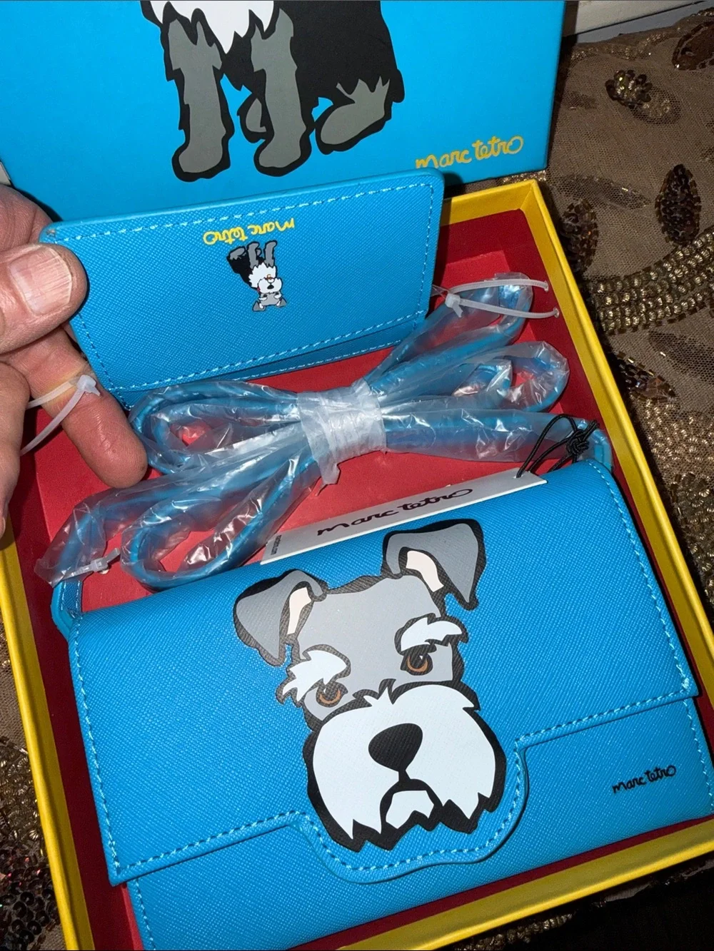 Marc Tetro  2  pieces Blue Schnauzer Card Holder and Wallet Set